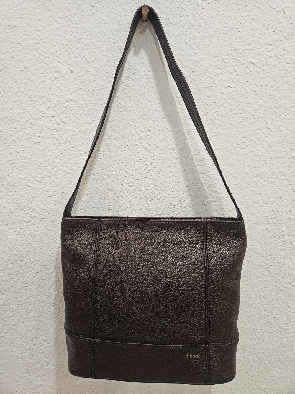 The Sak De Young Brown Pebbled Leather Slouchy Hobo Handbag Medium